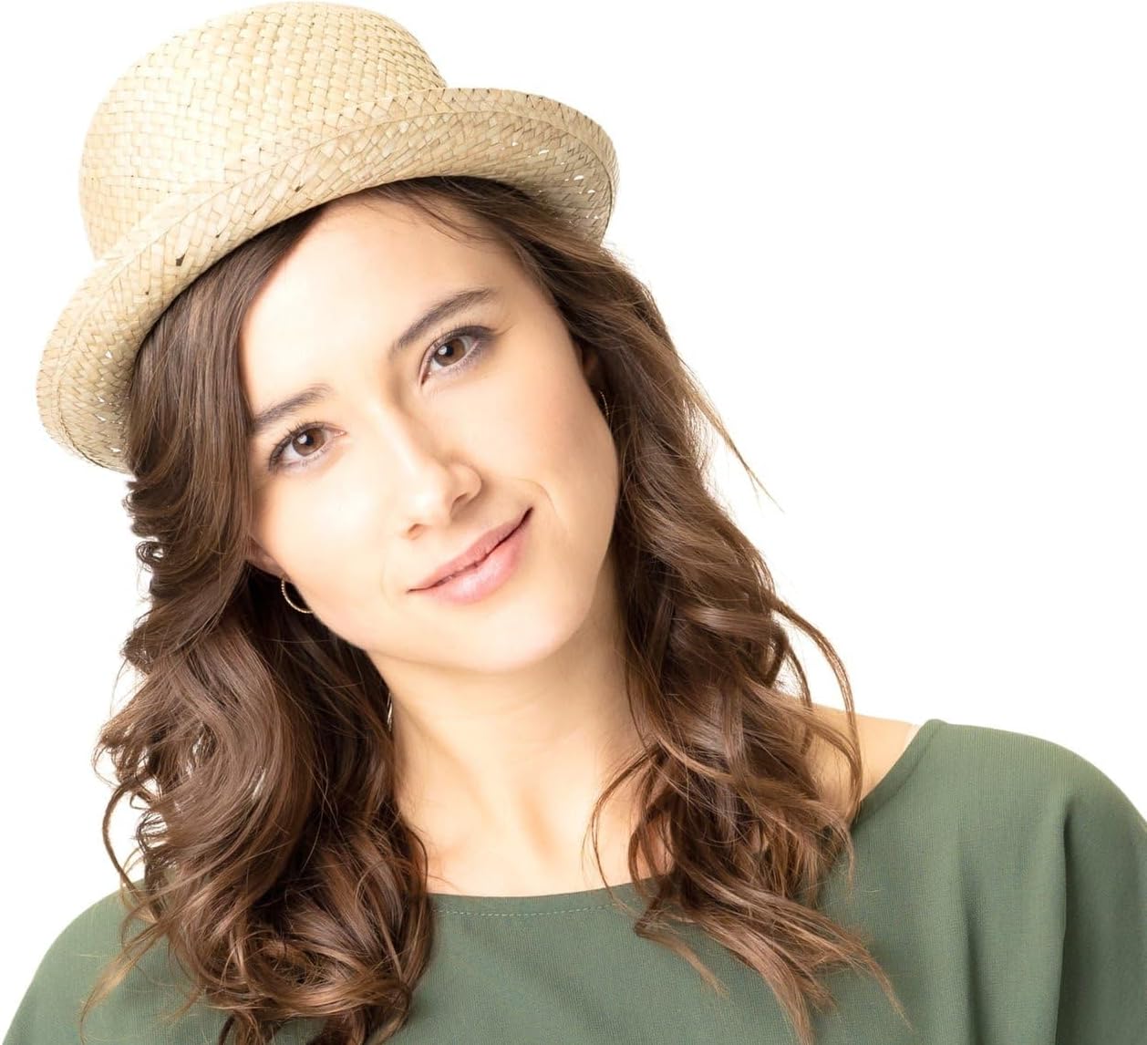 Lipodo Bemiro Fedora Straw Hat Made in Italy Unisex Summer Narrow Brim 100% Straw Fabric Band - Image 2