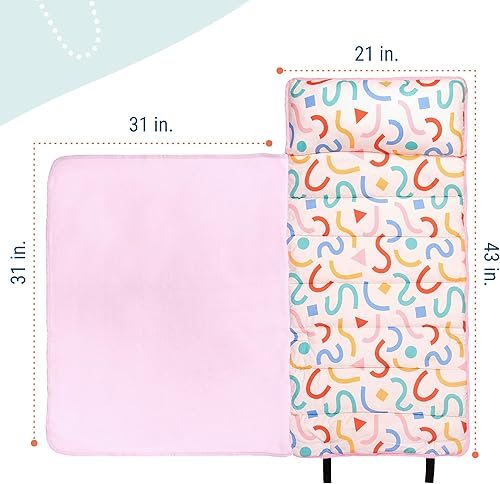 Miniatura 4 de Wildkin Tapete de microfibra para siesta de 43 pulgadas con almohada reutilizable para niños y niñas, ideal para guardería y preescolar, tapete de