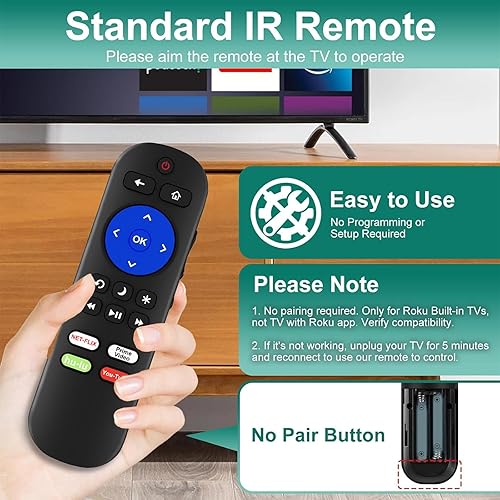 Miniatura 4 de Paquete de 2 controles remotos solo compatibles con el mando a distancia Roku TV, para
