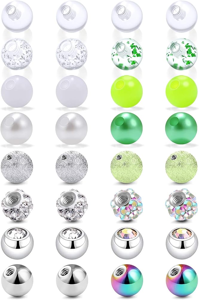 アクセサリー rippmonster Crystal silver ball pierce Amazon.com: Prjndjw 16 Pair 14G Replacement Balls Externally