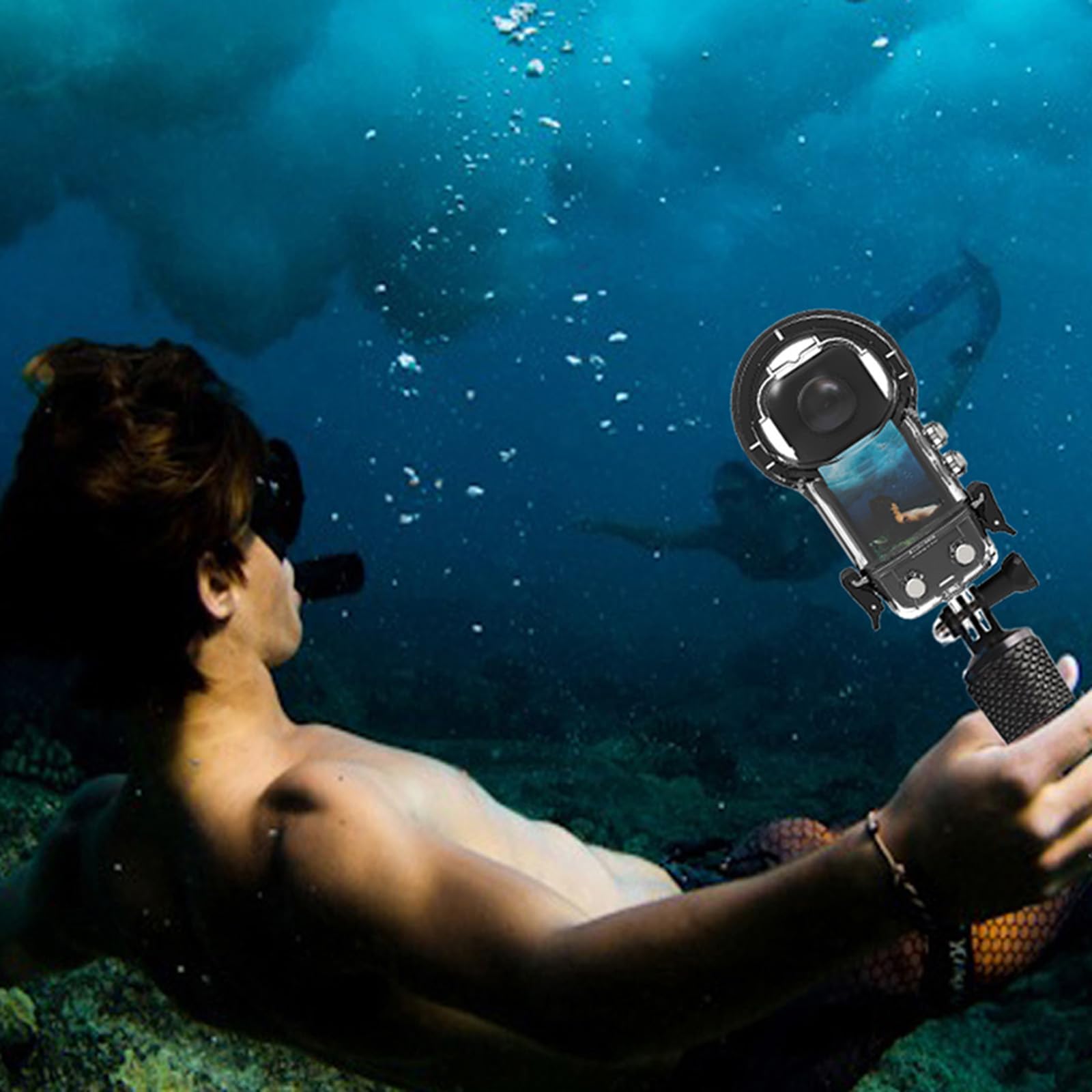 40M/131FT Custodia Impermeabile per Insta360 X5 Custodia per immersione con fotocamera panoramica Custodia protettiva subacquea Gabbia per conchiglie con adattatore per porta a vite da 1/4