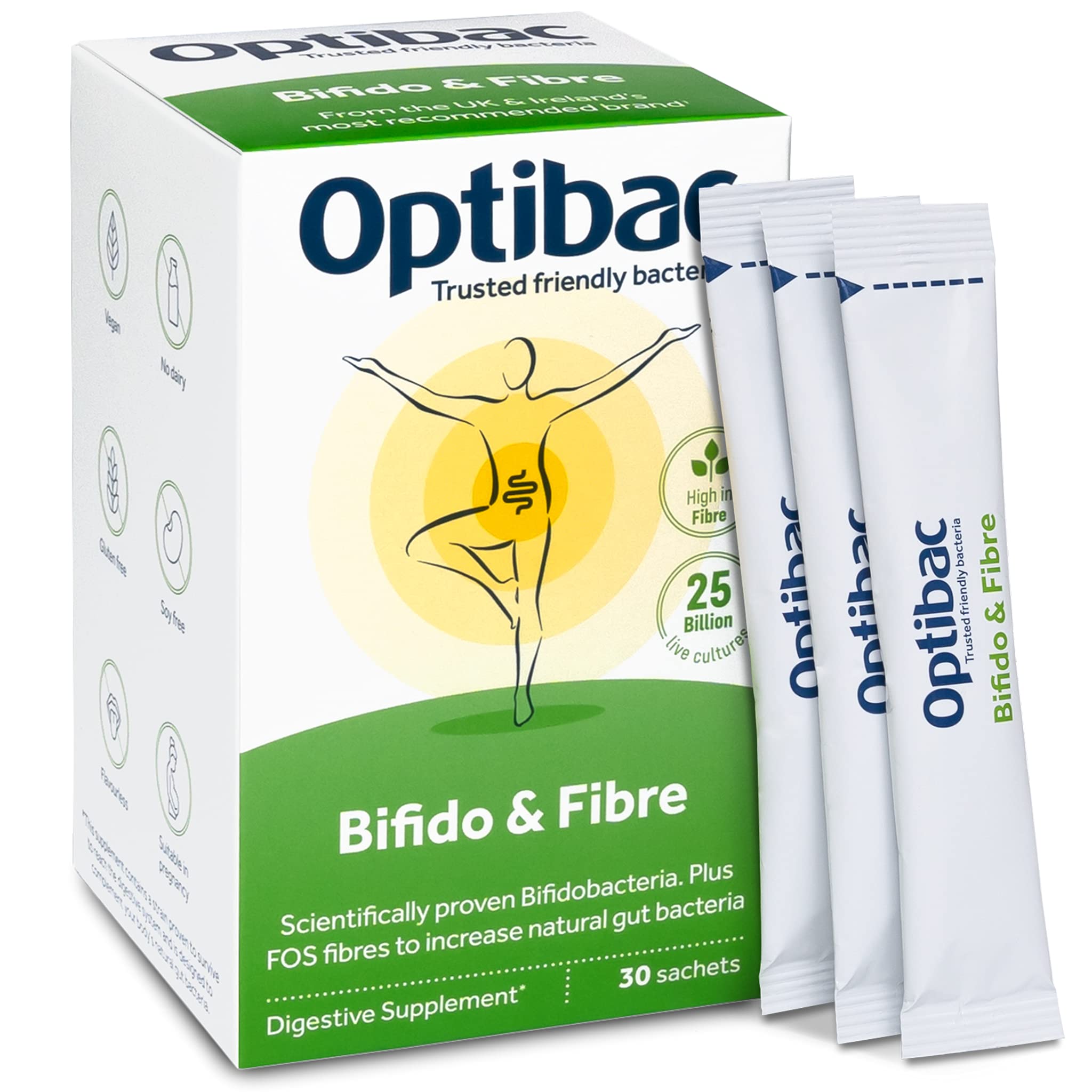Optibac Probiotics Bifido & Fibre Vegan Digestive Supplement with FOS