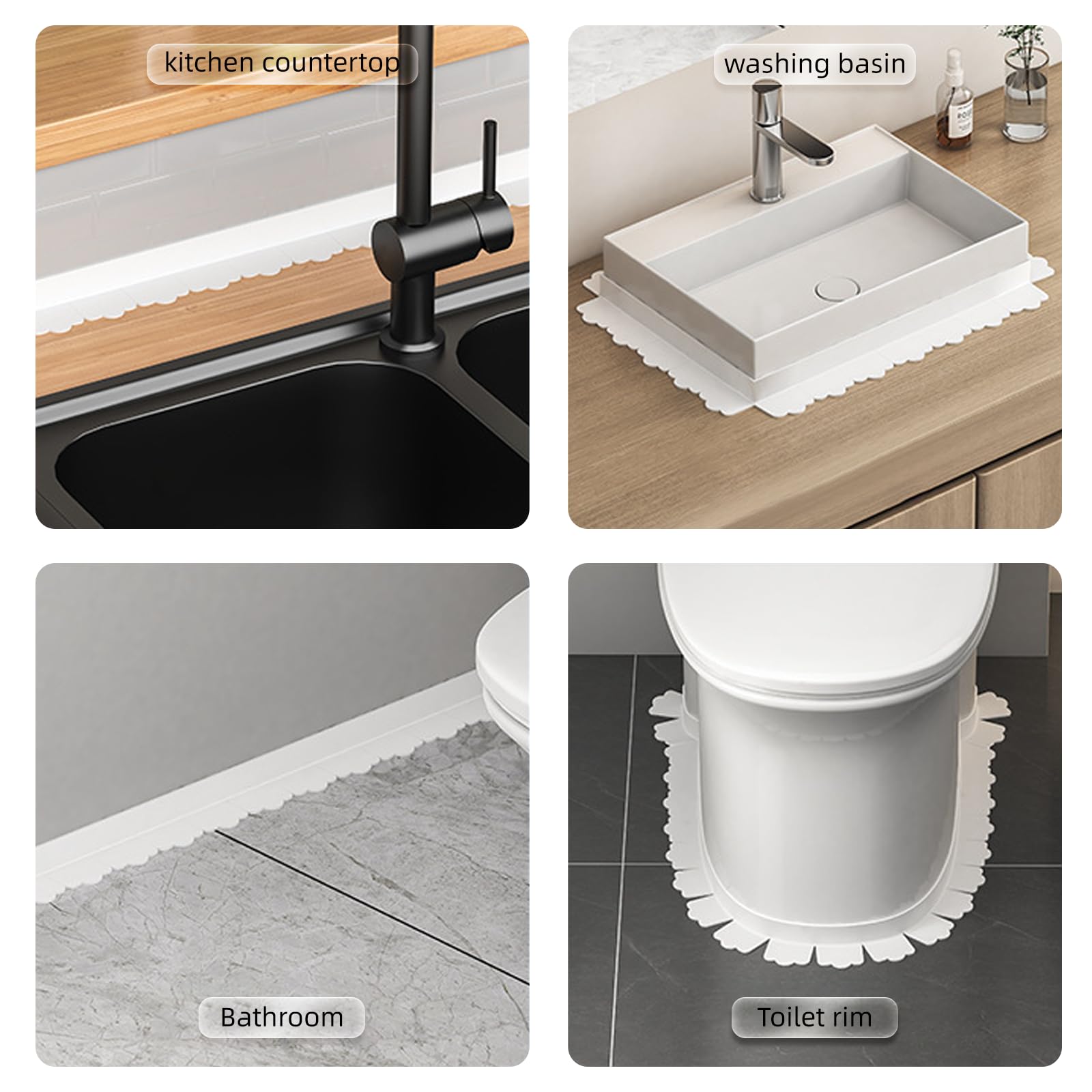 Ruban Adhésif Imperméable Autocollant pour Sol de Toilettes, Cuisine, Salle de Bain - Anti-Humidité et Moisissure (1.5 m)