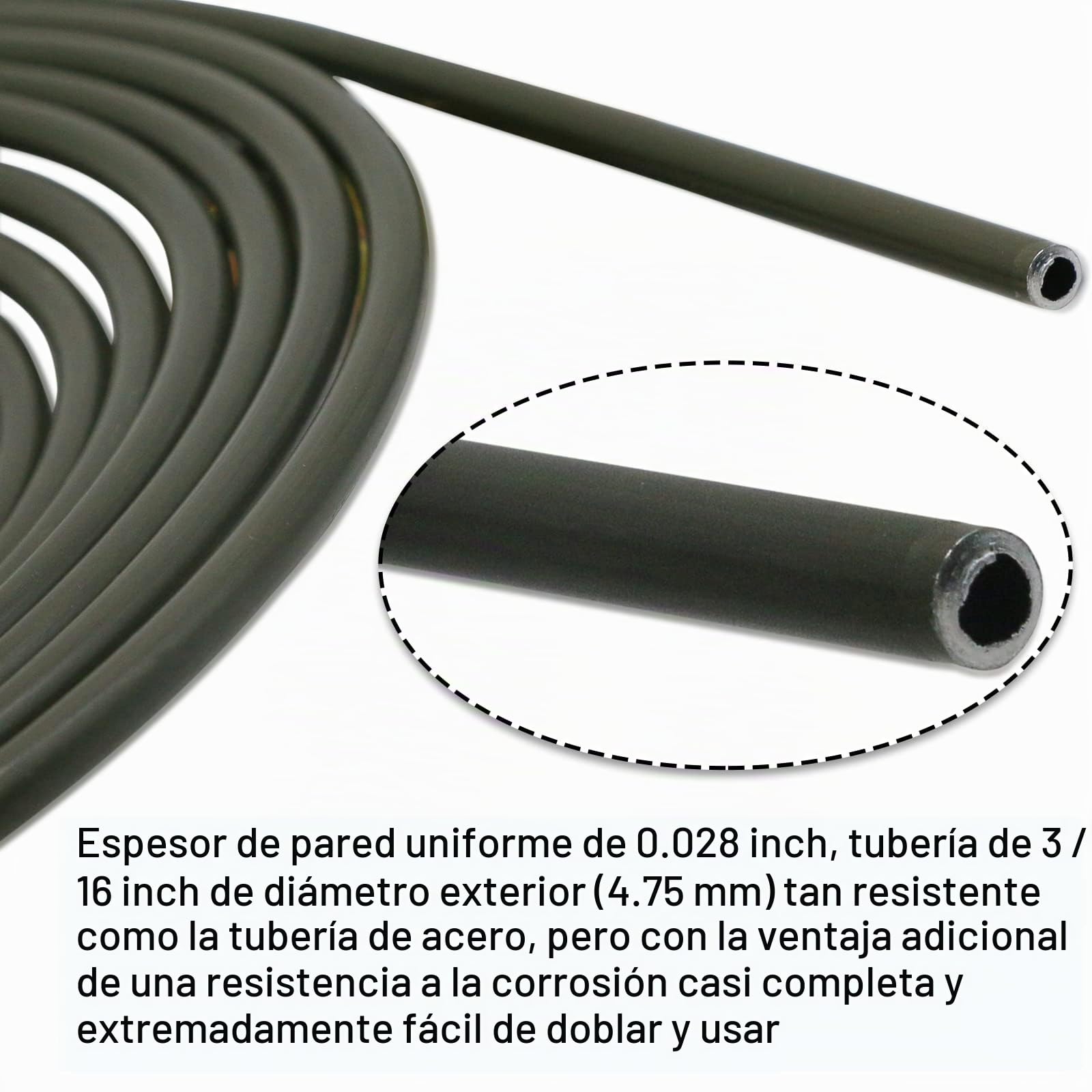 Cable de freno de 5 m, juego de 3/16 pulgadas (4,75 mm de diámetro) con conector de línea de freno M10, accesorios y tubo de repuesto para coche, DIN cobre, surtido