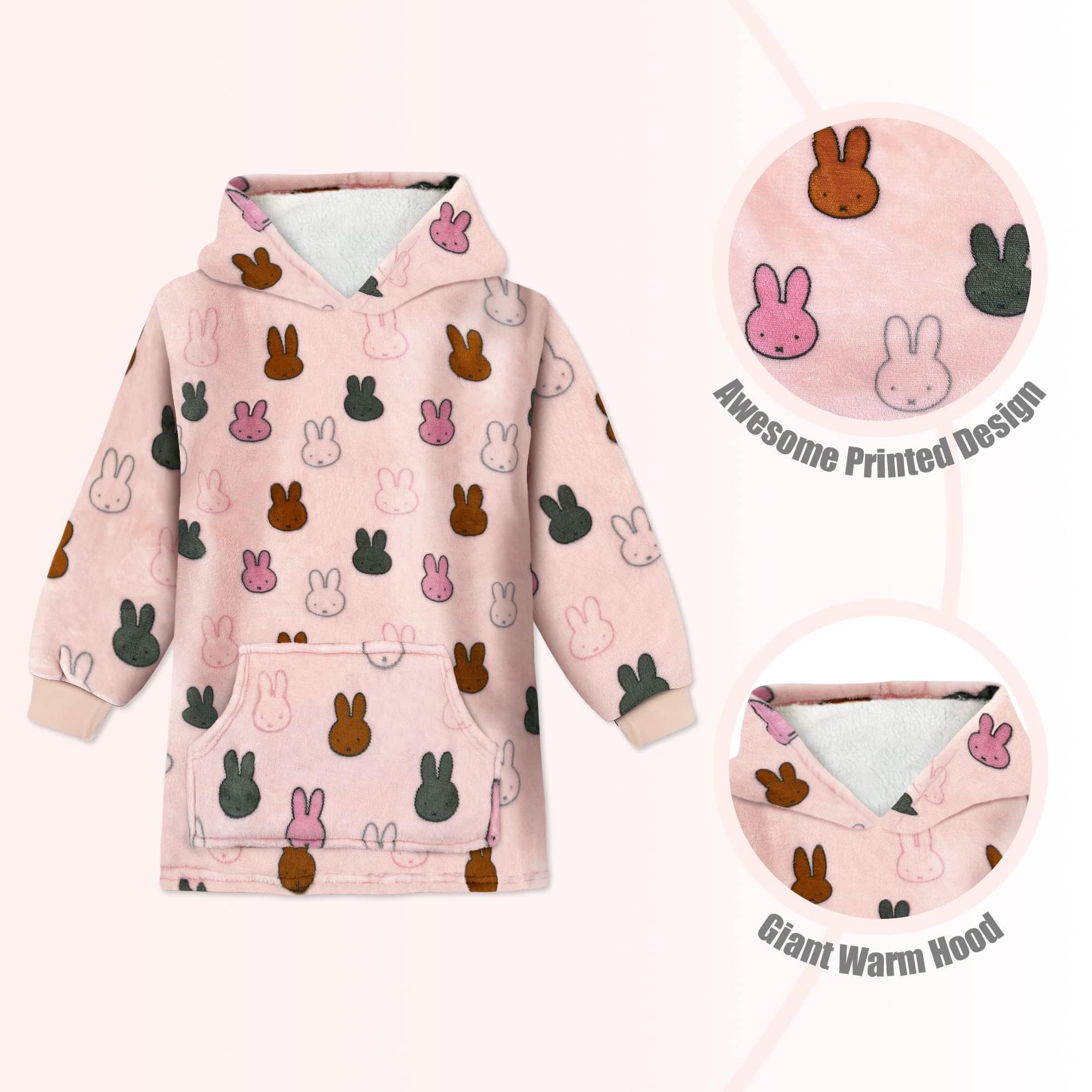 Dziecięca bluza z kapturem, oversize, dla dziewcząt, chłopców, zimowa bluza z kapturem, Sherpa, z kieszenią, dla dzieci, puszysta, ogromna, ciepła