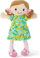 Tiger Tribe Nellie Rag Doll - Soft Velboa Fabric, Green-Yellow Wattle Dress, Safe Washable Cuddle Buddy for Babies & Toddlers 0+ (10")