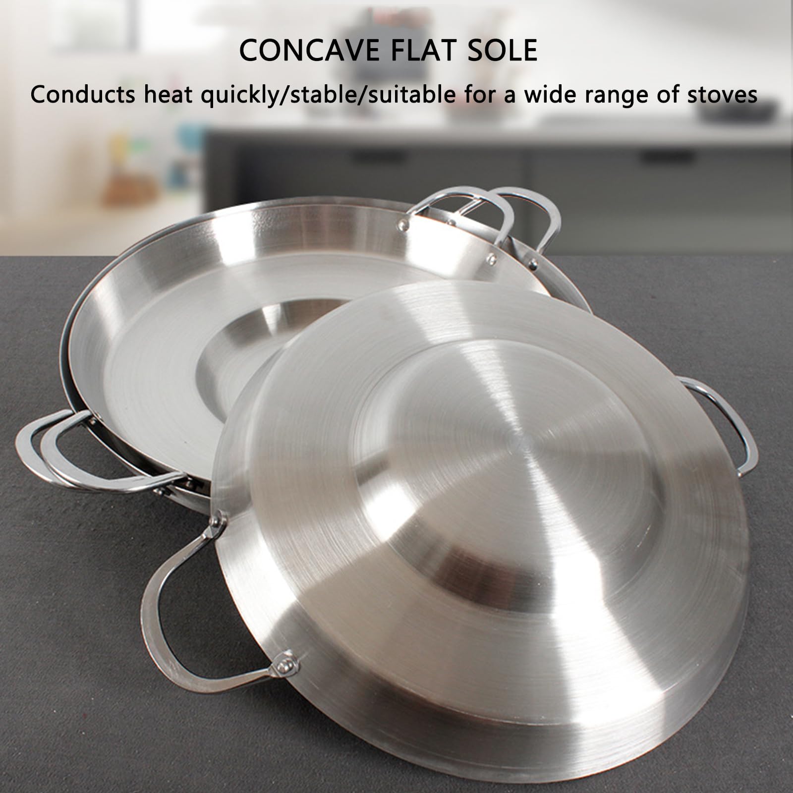 SvRite Padella wok in acciaio inox, resistente, concavo, 38/40/45 cm, antiaderente, per cucina, ristorante, esterno, per fornelli a induzione e fornelli a gas (45 cm)