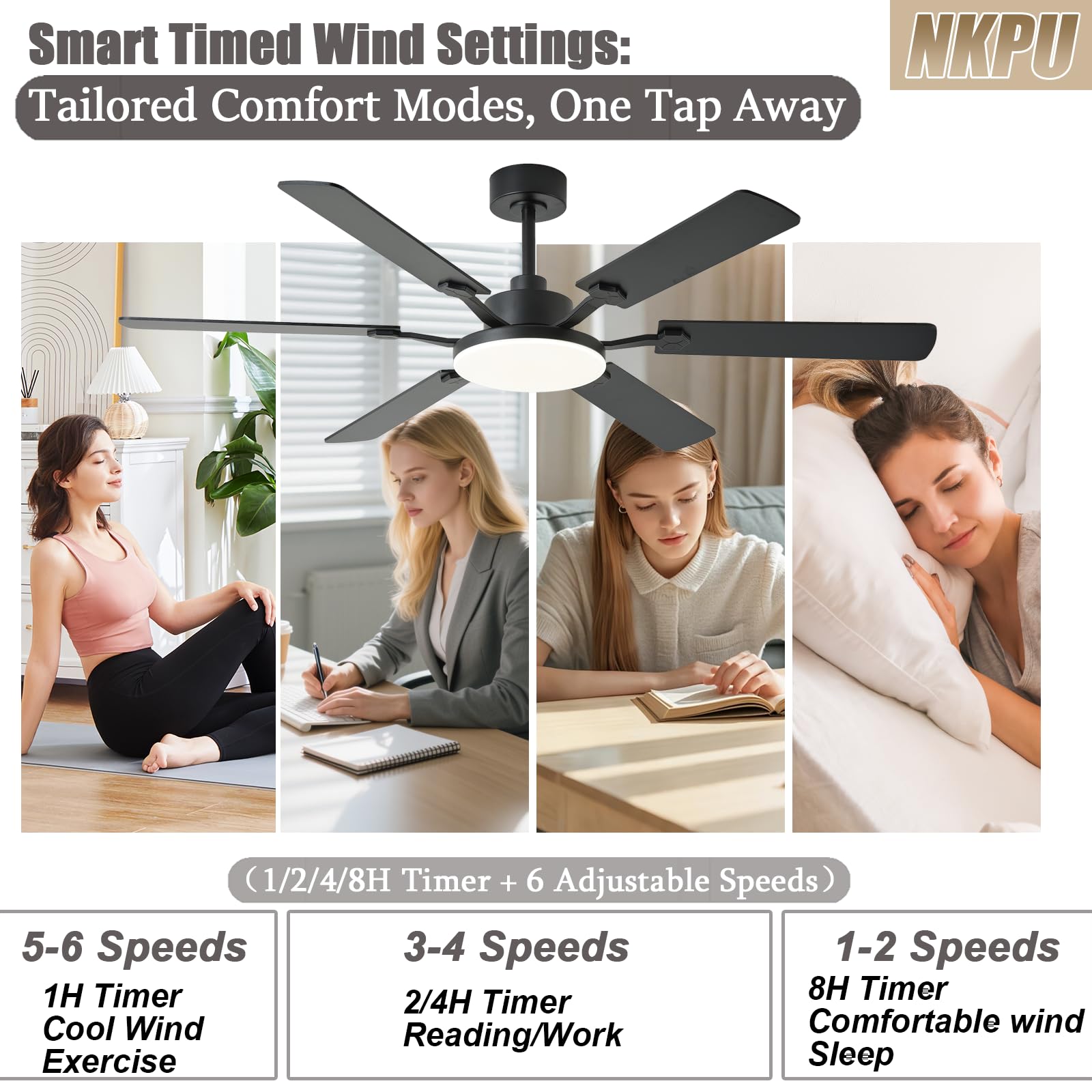 60 Inch Ceiling Fans with Lights Large Modern Black Ceiling Fan with Light and Remote Control 6 Double — view 5