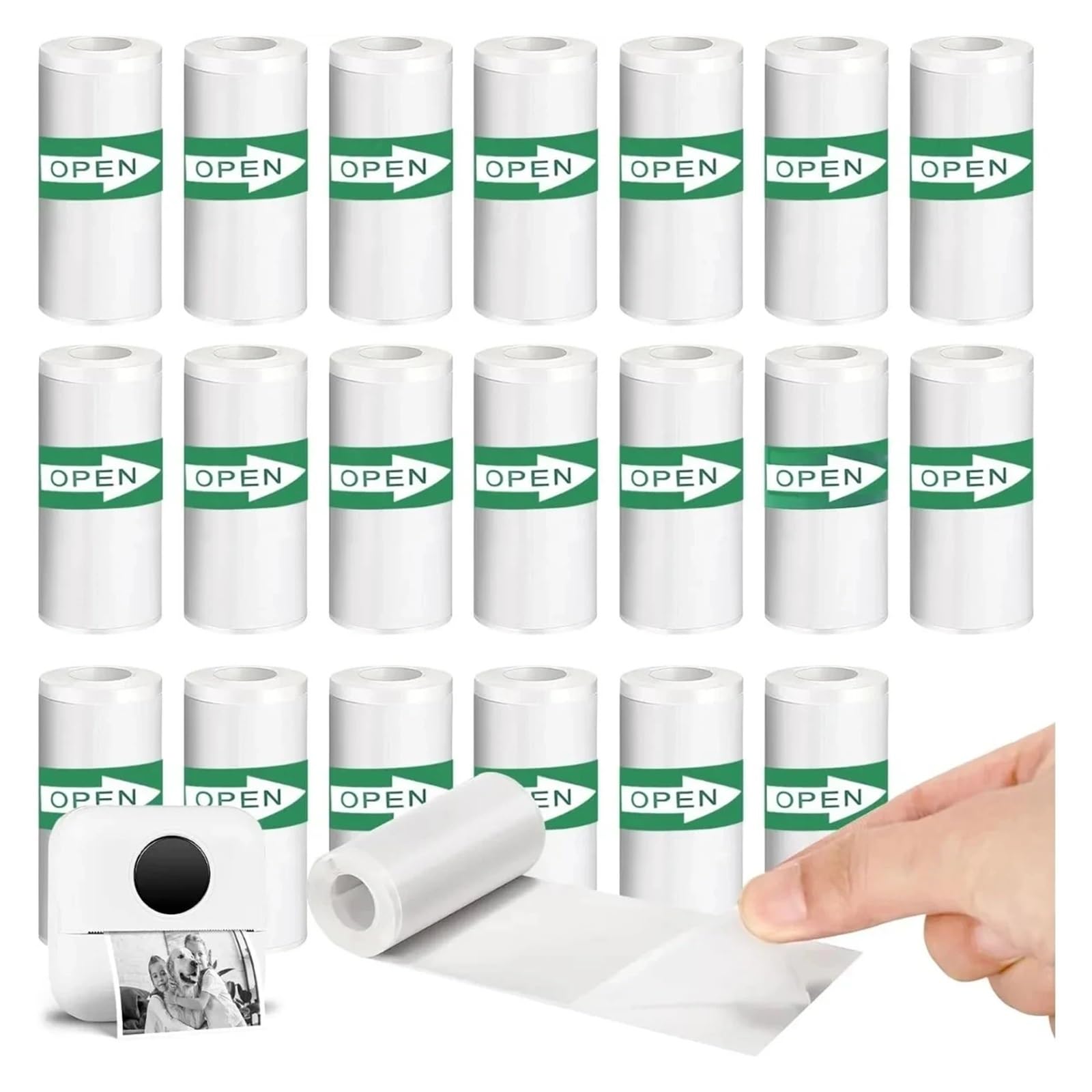 Rouleaux de Papier Thermique, Papier d'imprimante Thermique Auto-adhésif, étiquettes for imprimante Photo, 5.7x2.5cm, Paquet de Plusieurs Rouleaux | 15 Rolls