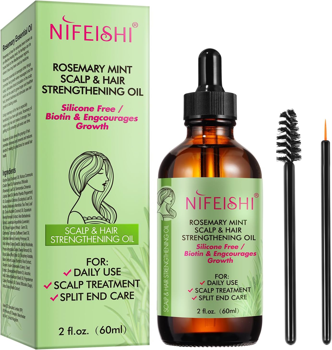 NIFEISHI Rosemary Oil for Hair Growth, Rosemary Mint Scalp