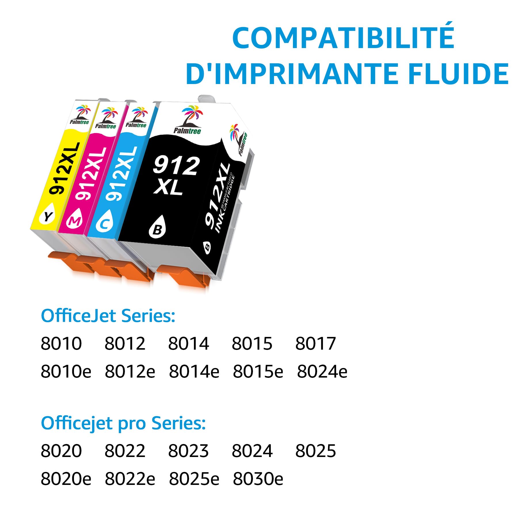 Cartouche D'Encre Noire 912XL Compatible HP - Pour OfficeJet 8012/8014/8015/8017 Et Pro 8022/8023/8024/8025 - Jusqu'à 825 Pages