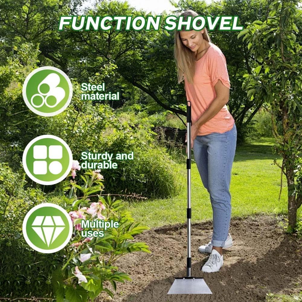 Pelle de Desherbage avec Manche 163cm, Pelle de Nettoyage de Jardin 32cm, Grattoir De Jardin pour Mauvaises Herbes et Mousse,Outil De Désherbage De Ferme