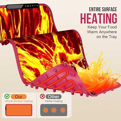Miniatura 3 de Tapete de calentamiento para alimentos  Bandeja de calentamiento eléctrica, XXL (36 x 16 pulgadas), tapete calentador de alimentos con calentamiento