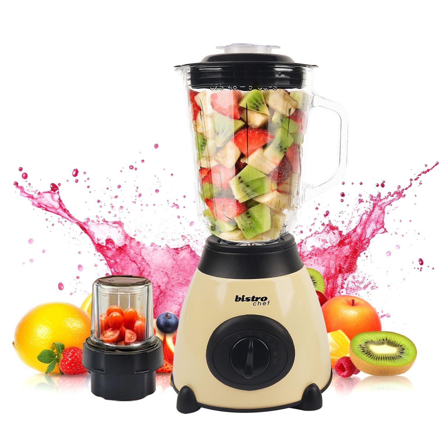 Bistro Chef Ice Nuts Crushing Mixer Blender, 2 in 1 Professional Handheld Blender 850W for Ice Crusher, Smoothie Maker, Fruit Juice, Milkshake (Beige, Pack of 1 Pc)