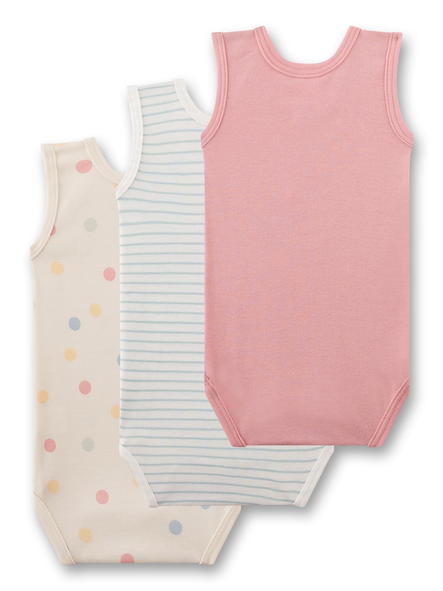Sanetta Baby-Bodys (3er-Pack) ohne Arme Dots | Hochwertiger und nachhaltiger Body für Mädchen aus 100% Bio-Baumwolle.
