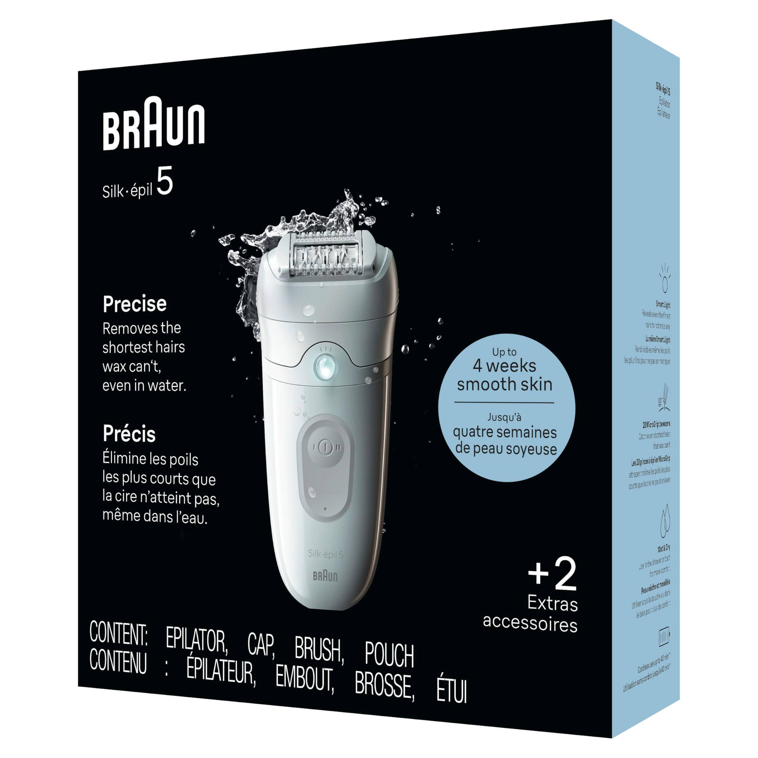 Braun Depiladora Silk-épil 5, dispositivo de depilación, afeitadora y recortadora para mujer, húmeda y seca, incluye tapa de contacto con la piel, SE5-011, gris