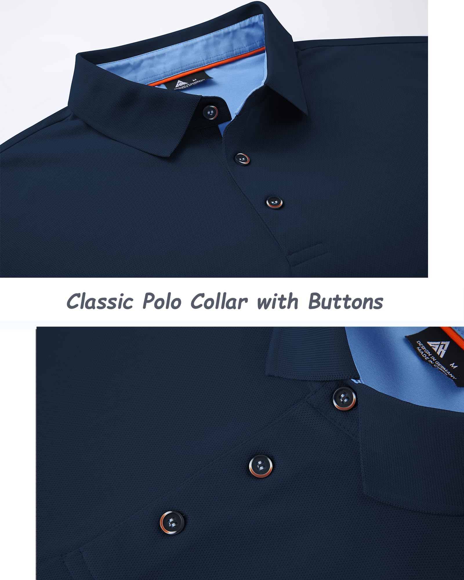 JACKETOWN Polo Uomo Maniche Lunghe Polo da Golf Tennis Casual T Shirt Traspirante Primavera Autunno Camicie per la Pesca Escursionismo