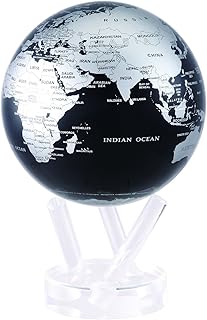 MOVA Globe – Metallic Black and Silver 6” | Solar-Powered Rotating Desk Globe with Minimalist Map Design | No Batteries or Cords | Modern Decor Gift