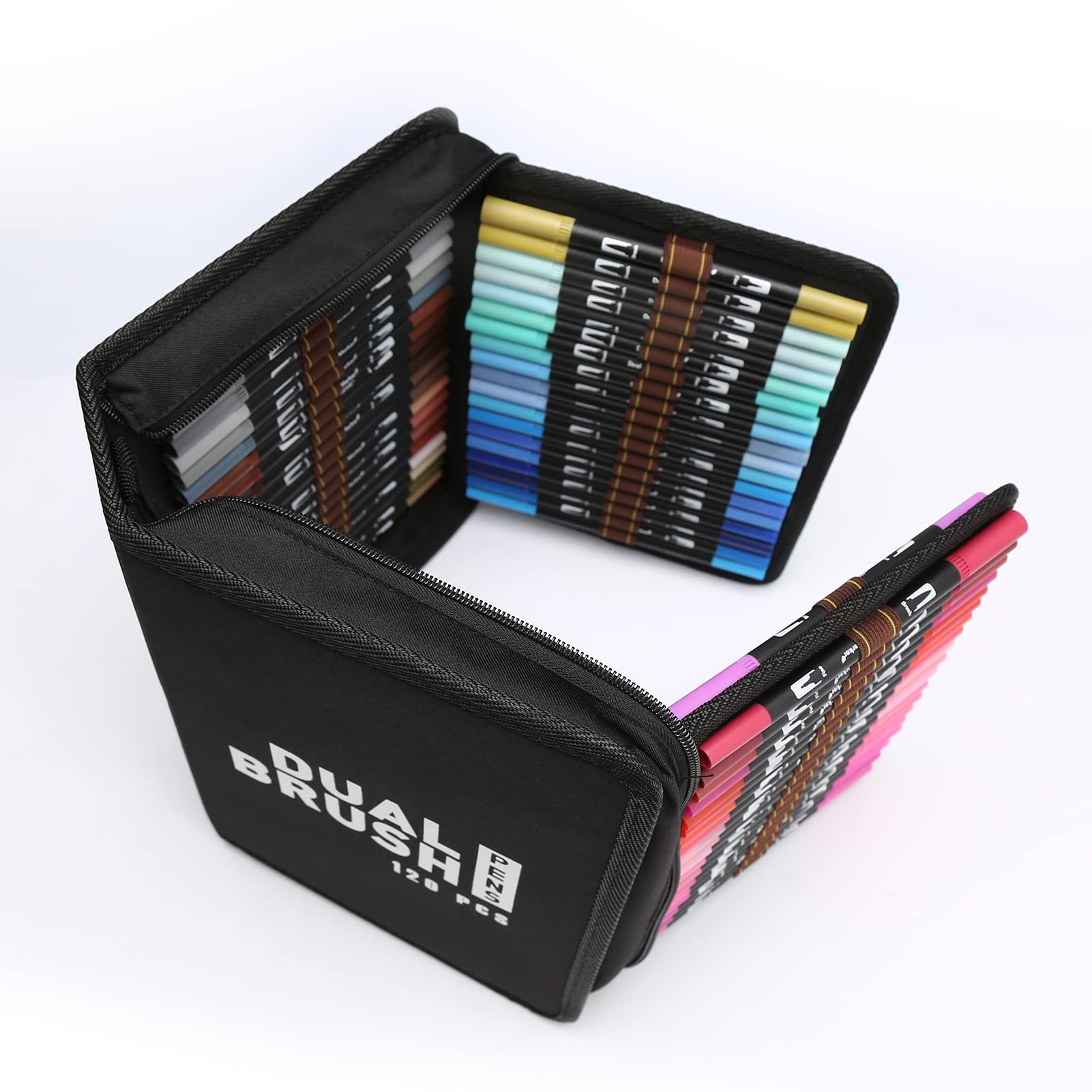 Cocoarm Pinselstifte mit Zwei Spitzen, 120 Farben, Pinselmarker mit Pinsel und Feinen Spitzen 0,4 Mm und 1 Bis 2 Mm Zum Ausmalen, Kalligraphie, Journaling, Zeichnen, Schreiben für Erwachsene,