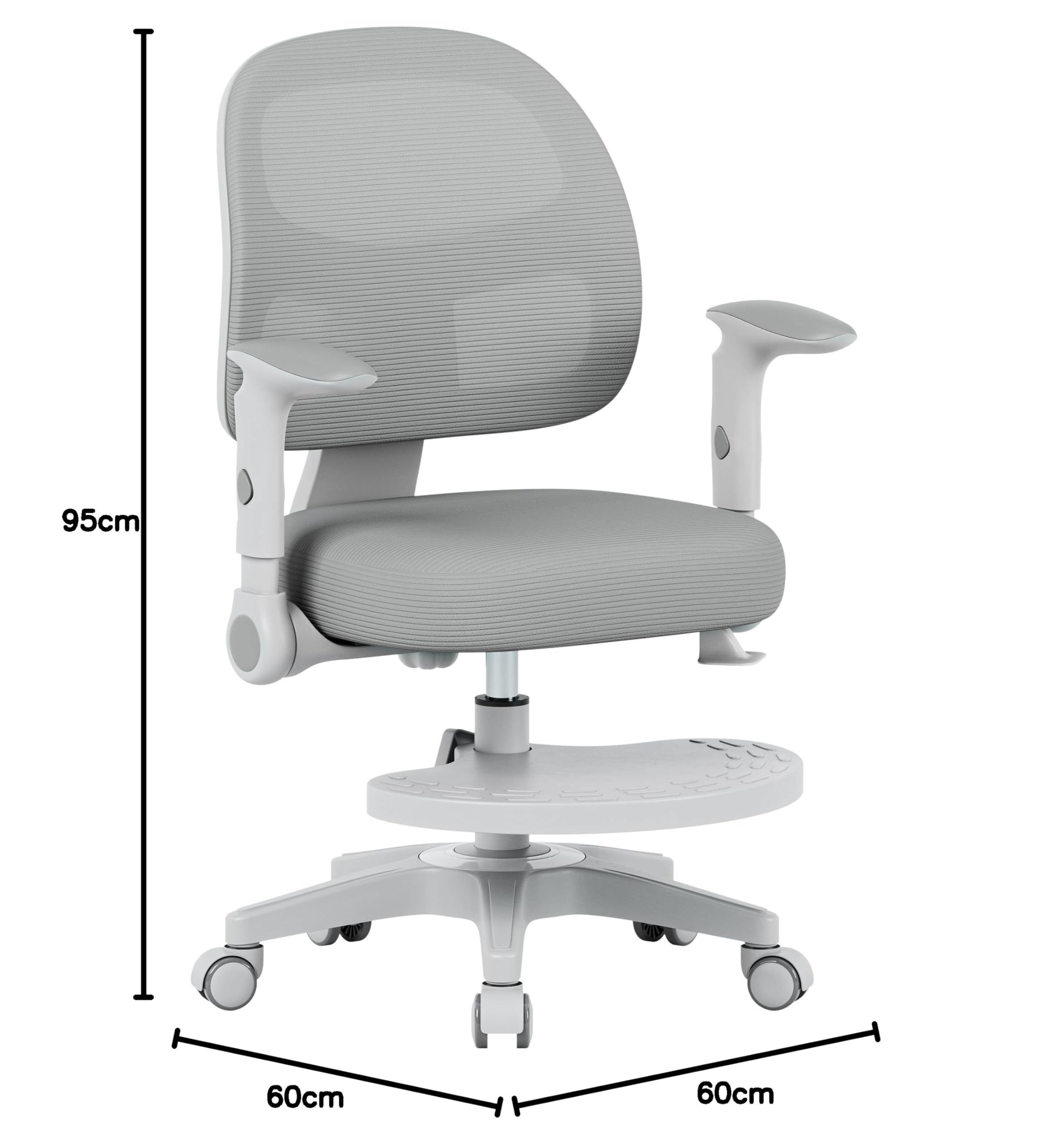 MARK ADLER Junior 5.0 Kinder Schreibtischstuhl ergonomisch – Mitwachsender Kinderschreibtischstuhl mit Fußstütze – Höhenverstellbar – Kinderstuhl für gesunde Haltung 80–170 cm – Grau