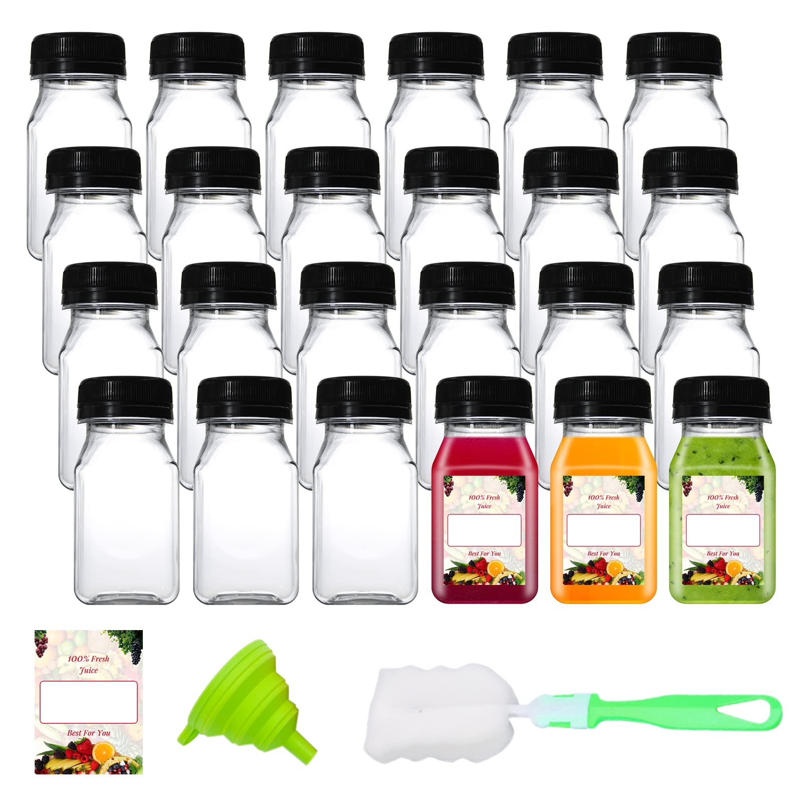 Buy 24pcs 4oz Empty Plastic Juice Bottles Reusable Bulk Beverage