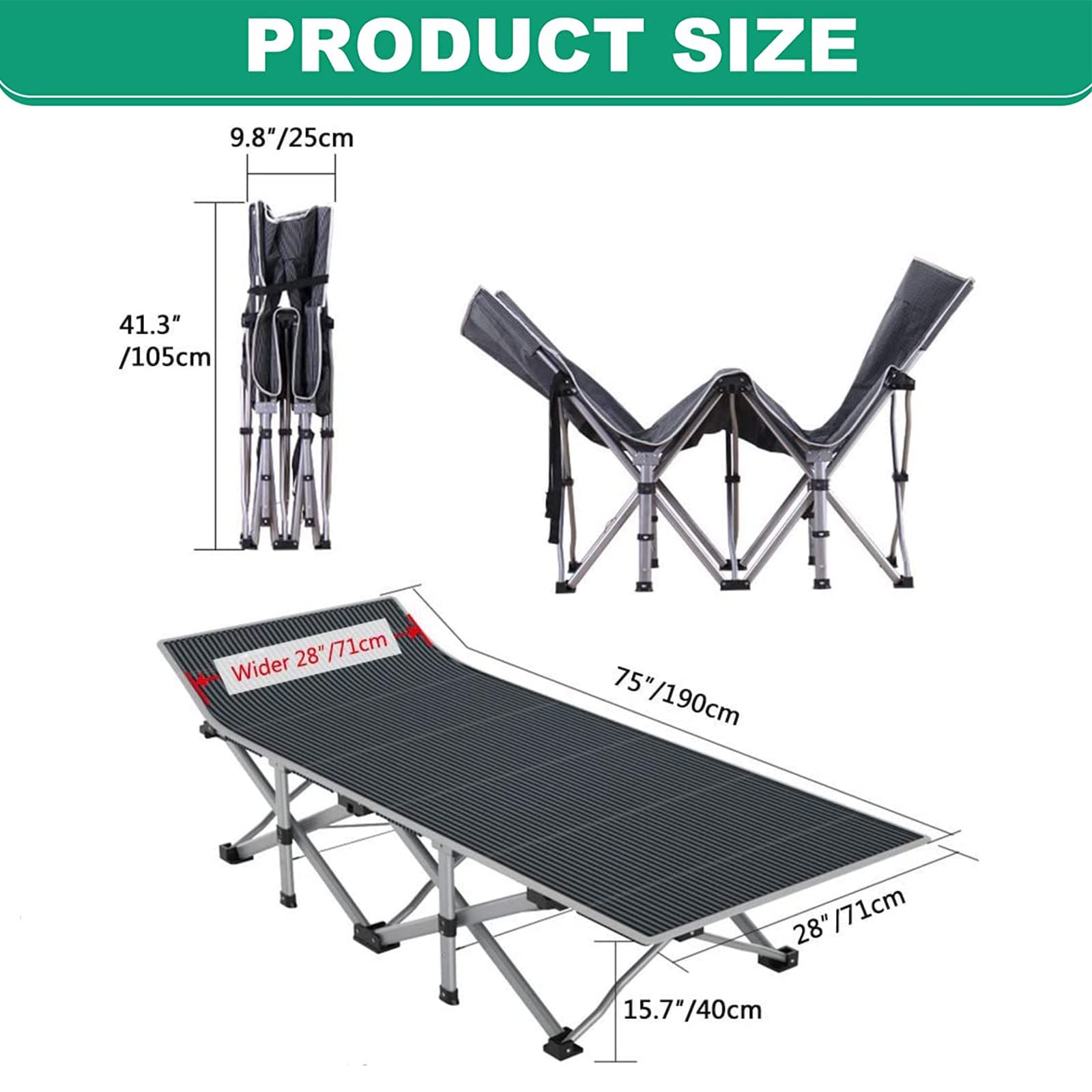 Buy Lilypelle Folding Camping Cot, Double Layer Oxford Strong Heavy Duty Sleeping Cots with