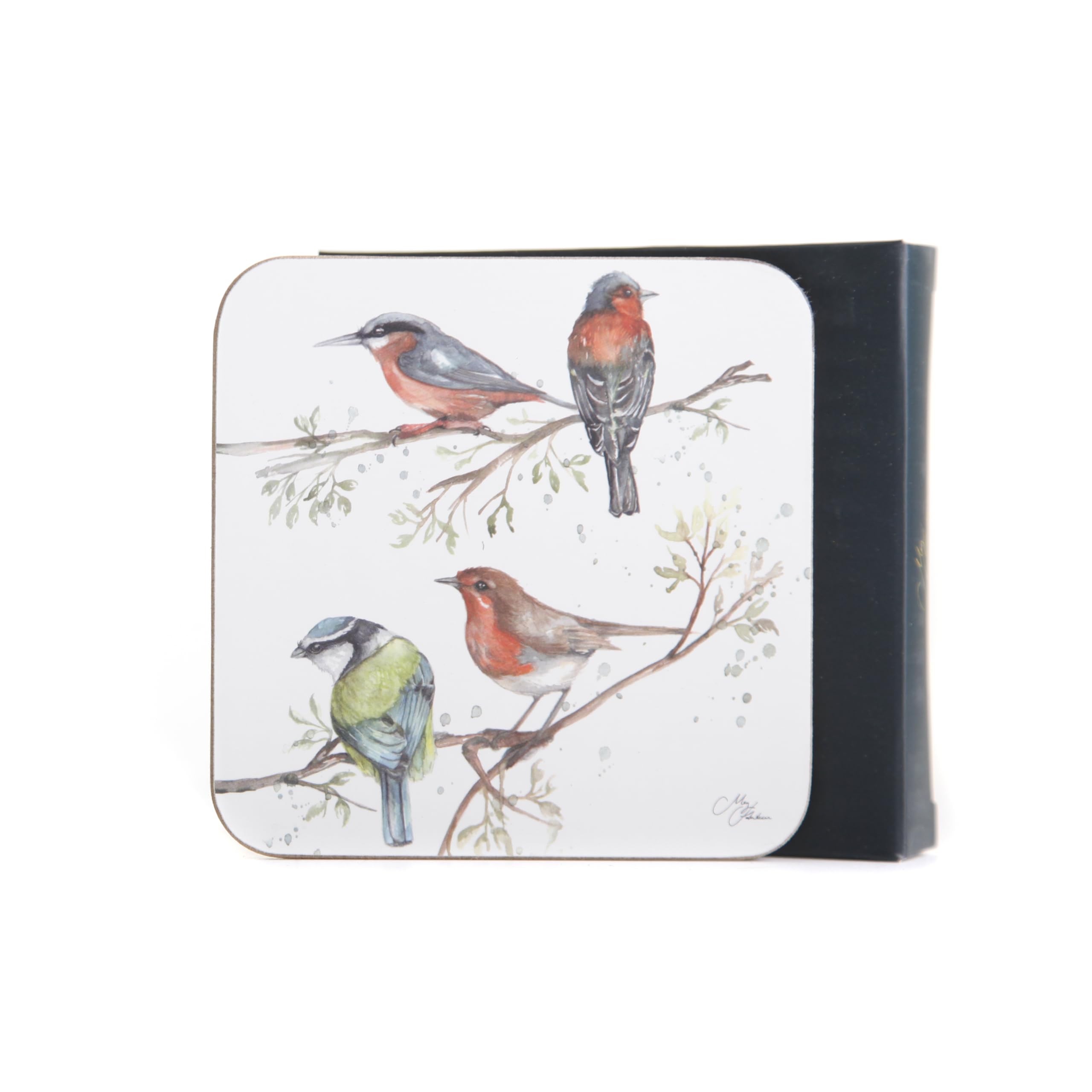 Meg Hawkins Multicolor British Birds Watercolour Coaster Set – Set Of 4 Matching Coasters By