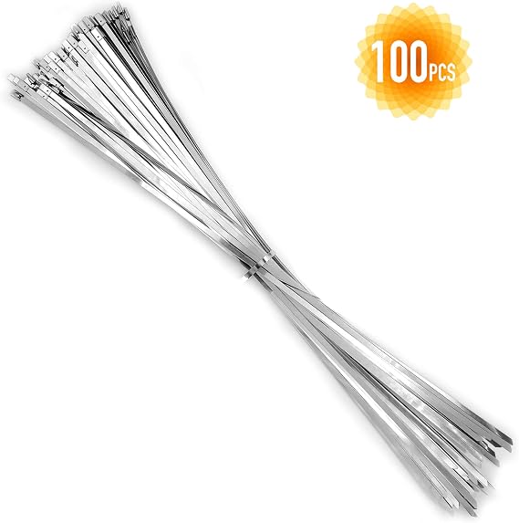 100 Pcs 20 Inch Metal Zip Tie Heavy Duty, Stainless Steel