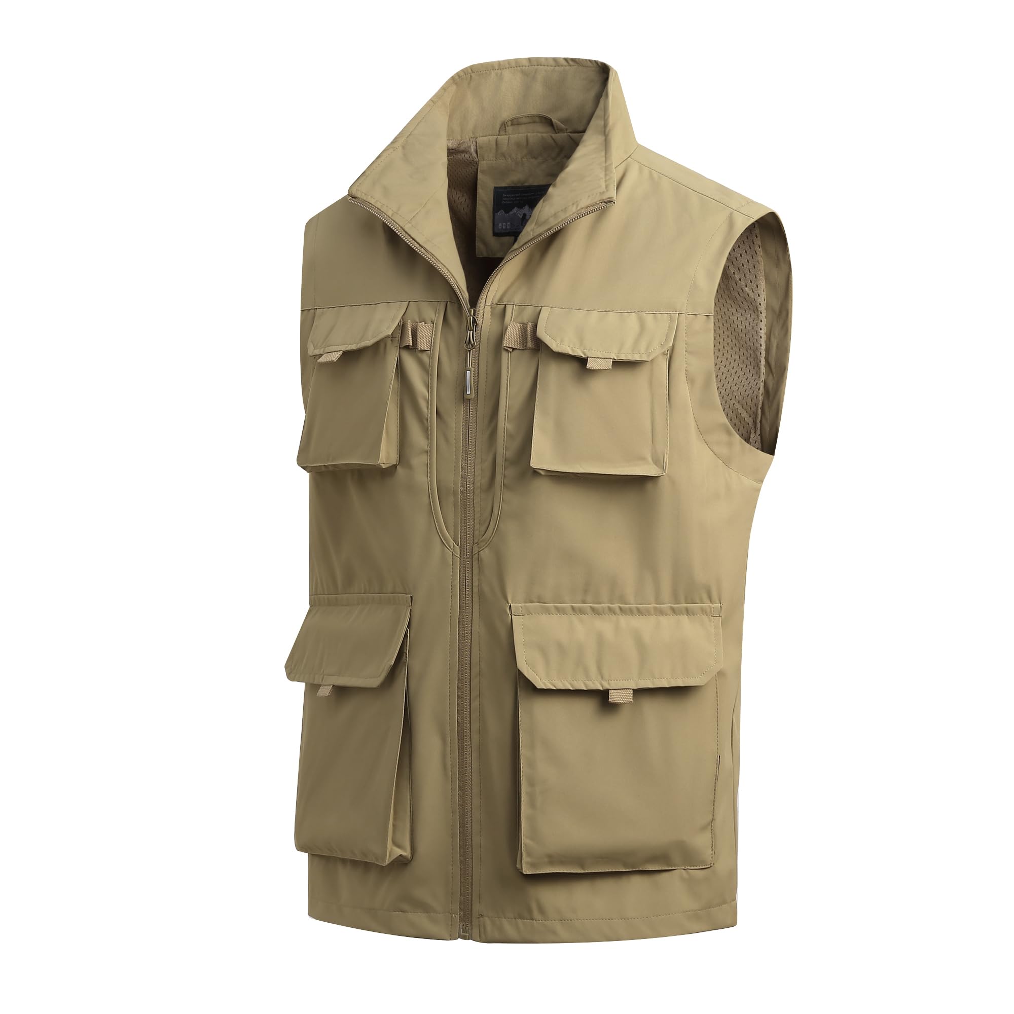 Homme Gilet de pêche À Séchage Rapide Gilet Multi-Poches Gilet Plein Air Veste Légère Respirant Veste de Sport Loisirs Gilet Photographie Camping Sans Manches Veste