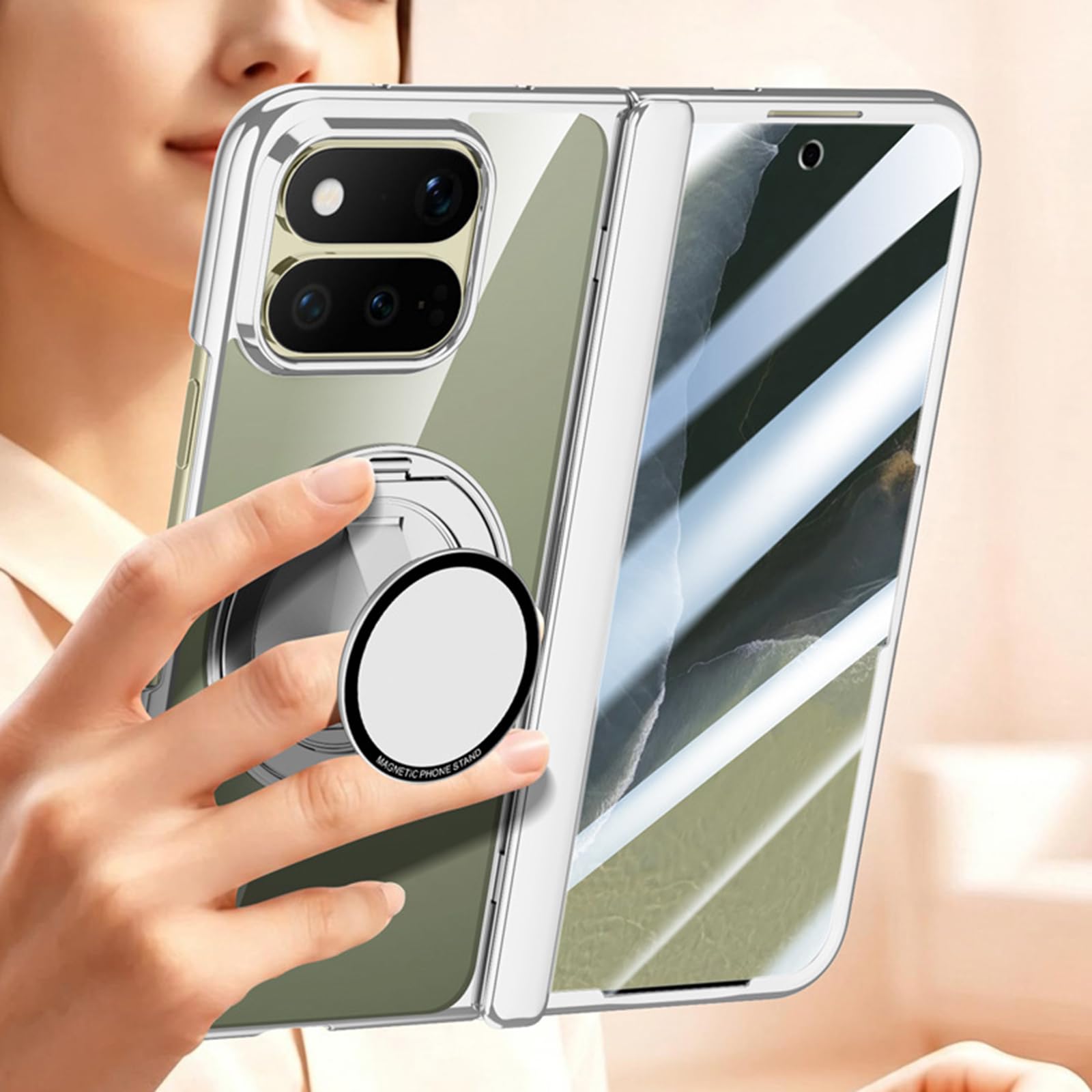 Coque Transparente Pour Google Pixel 11 Pro Fold,Electroplated Support Étui
