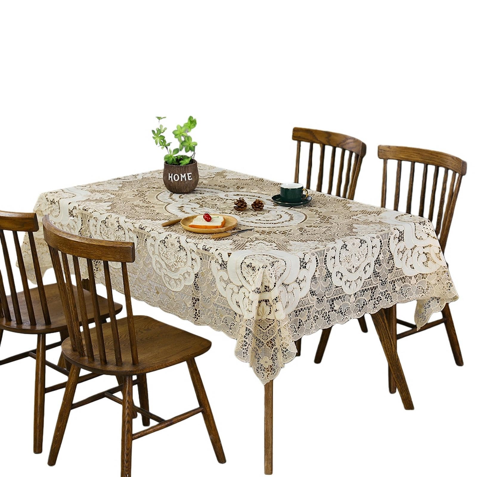 tovaglia da Matrimonio Classica, Decorazione Tavolo in Pizzo Bianco, caffè-Colore del Caffè-170 * 350