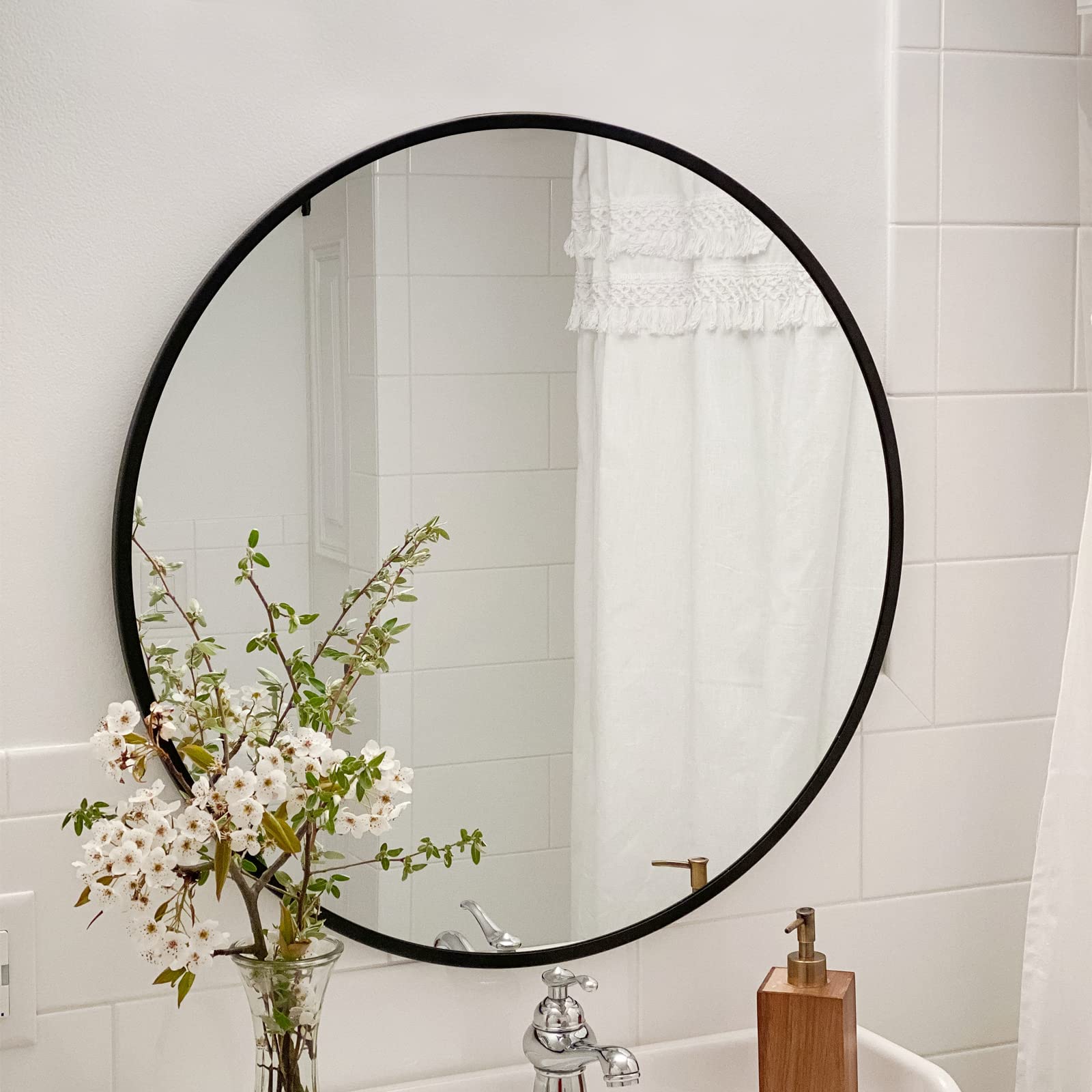 36 Inch Round Black Mirror