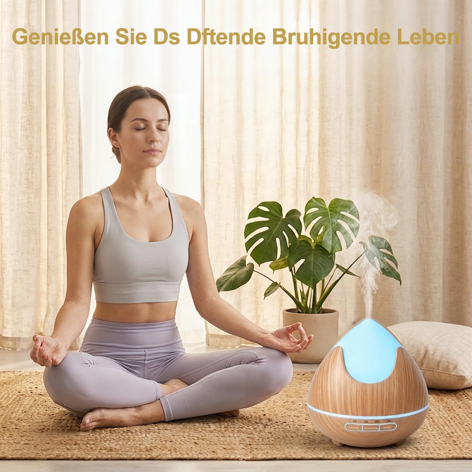Aroma Diffuser für Ätherische Öle 500 ML, Ultraschall Luftbefeuchter, Aromatherapie Öle Diffusor mit 14-Farbigem LED-Licht, 4 Timer Einstellung