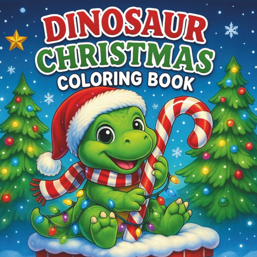 Dinosaur Christmas Coloring Book: A Fun and Festive Holiday Coloring Adventure for Kids Ages 4–8