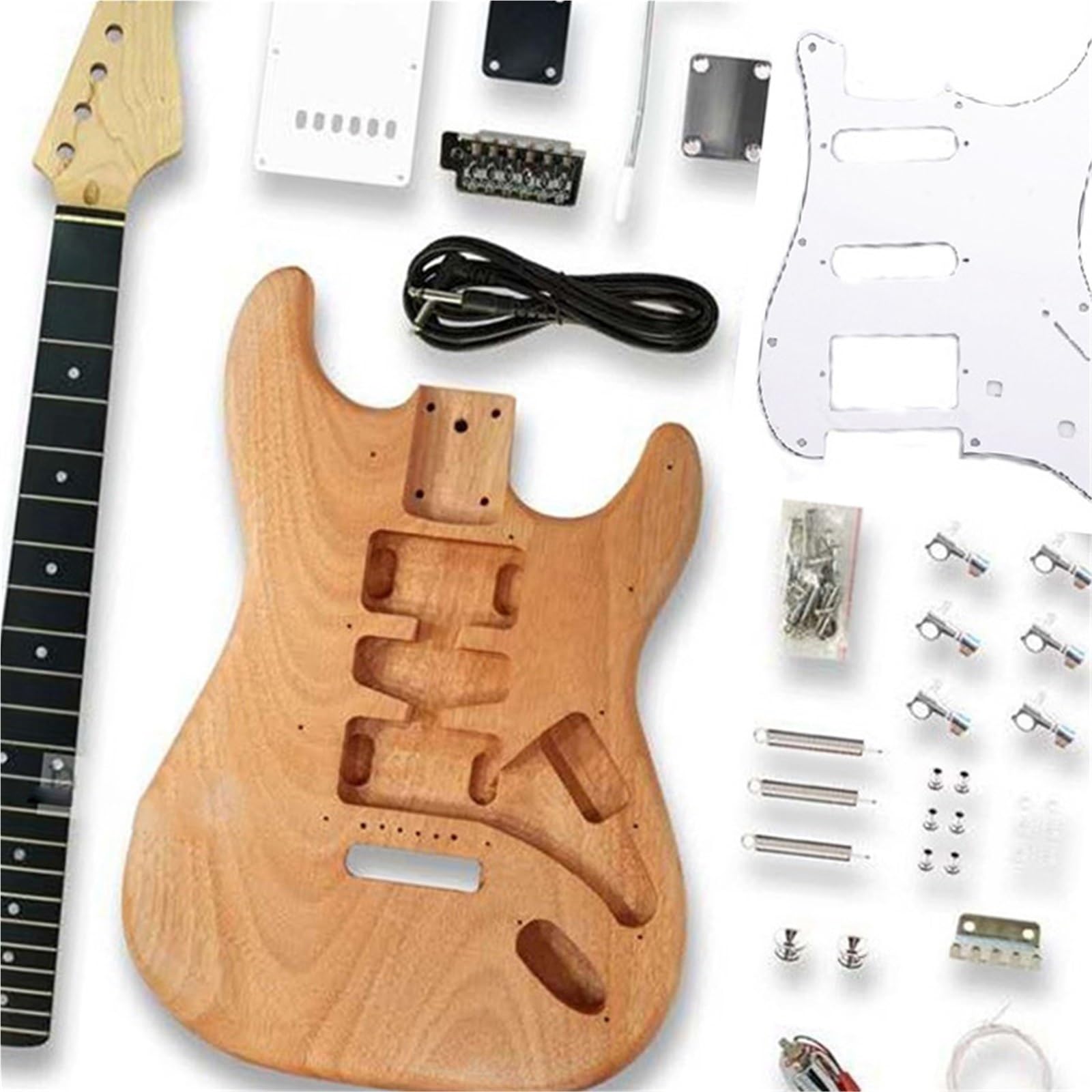 Unfinished Guitar Body Double Shake Electric Guitar Kit Assembly DIY 6 String 22 Fret Accessories(For st)