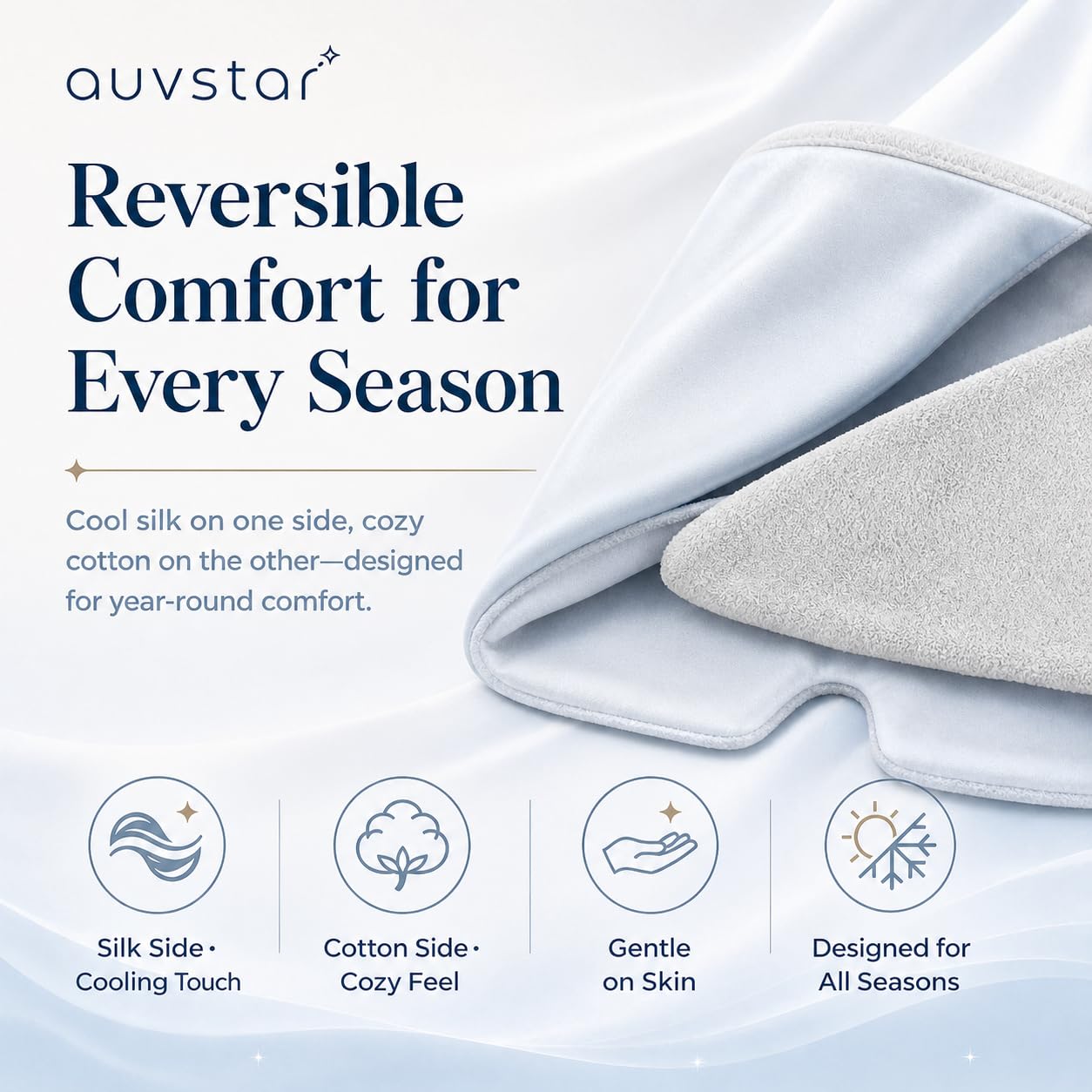 auvstar Antifaz para Dormir, Antifaz Seda y Algodón con Bolas de Gravedad, Velcro Silencioso y Cremallera, 72x11.5cm, Talla Universal para Sueño Nocturno y Viajes en Avión
