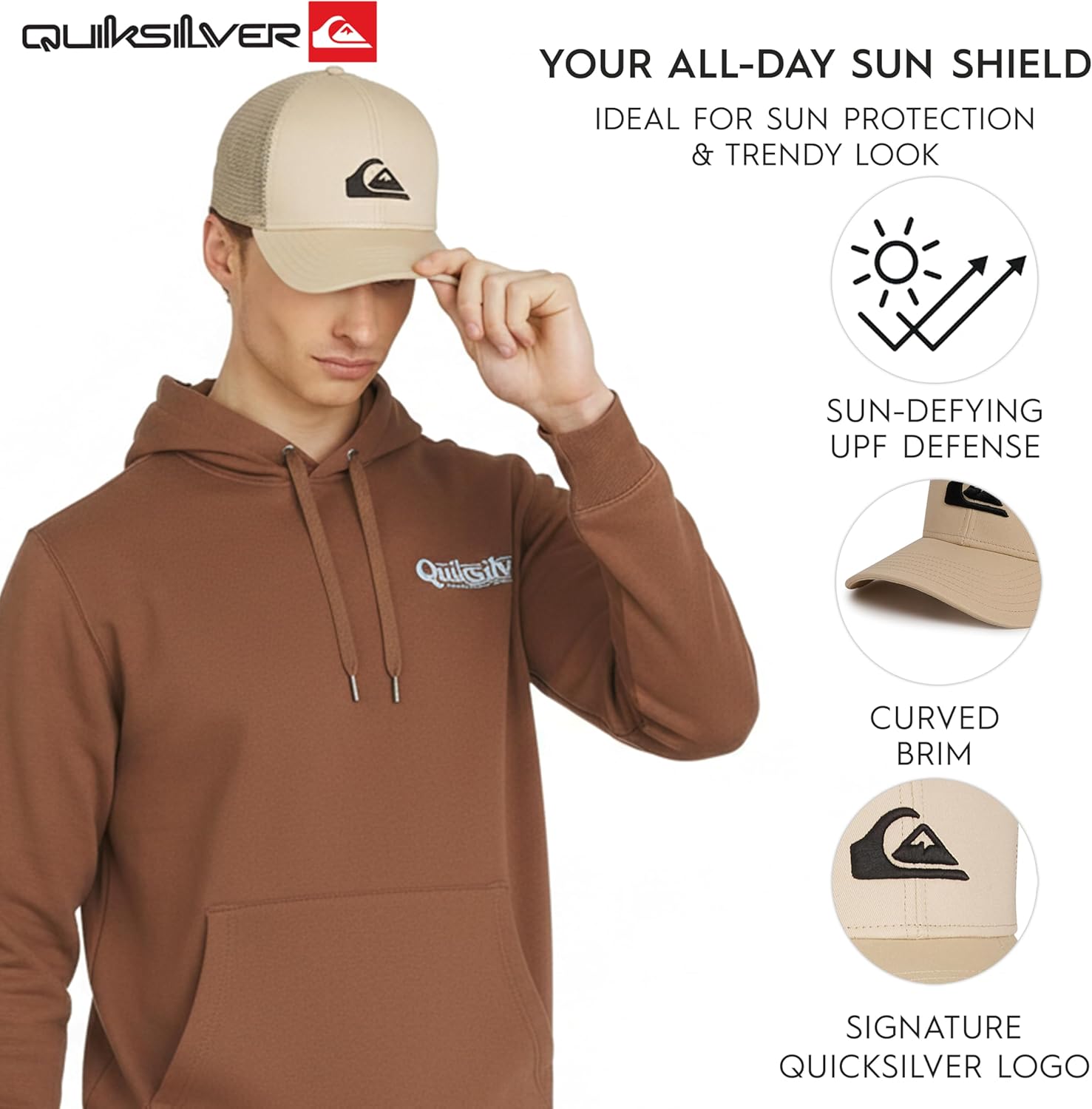 Quiksilver Men's Premium Cotton Adjustable Snap Back Logo Baseball Cap