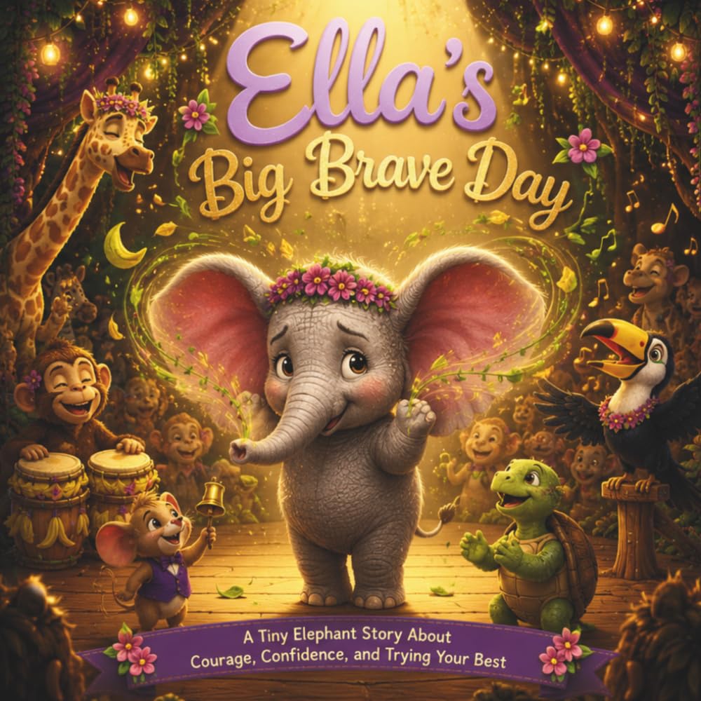 Ella’s Big Brave Day: A Heartwarming Picture Book About Courage, Confidence, Stage Fright, and Trying Your Best (ELLA, THE BIG EAR ELEPHANT)
