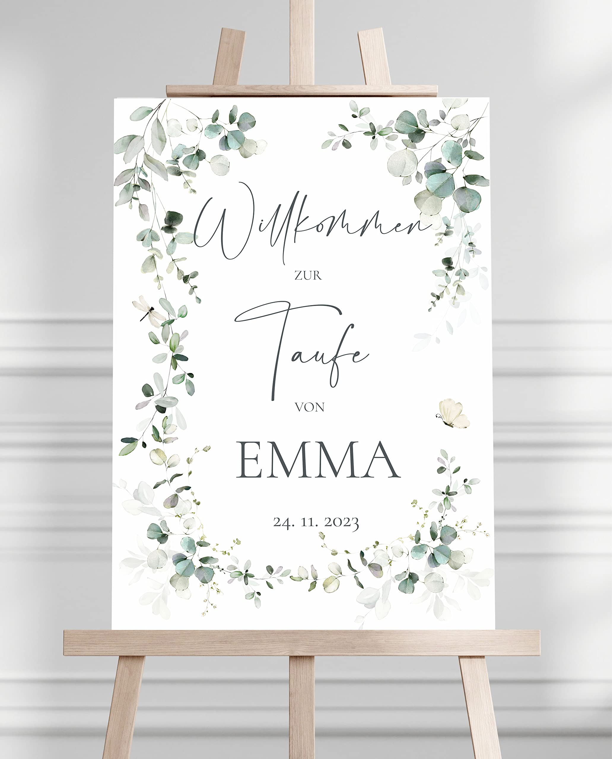 Manschin-Laserdesign Willkommensschild Aluverbund personalisiert - Made in Germany - Welcome Willkommen Schild für Taufe, Geburtstag, Firmung, Kommunion, Konfirmation (80x55cm)