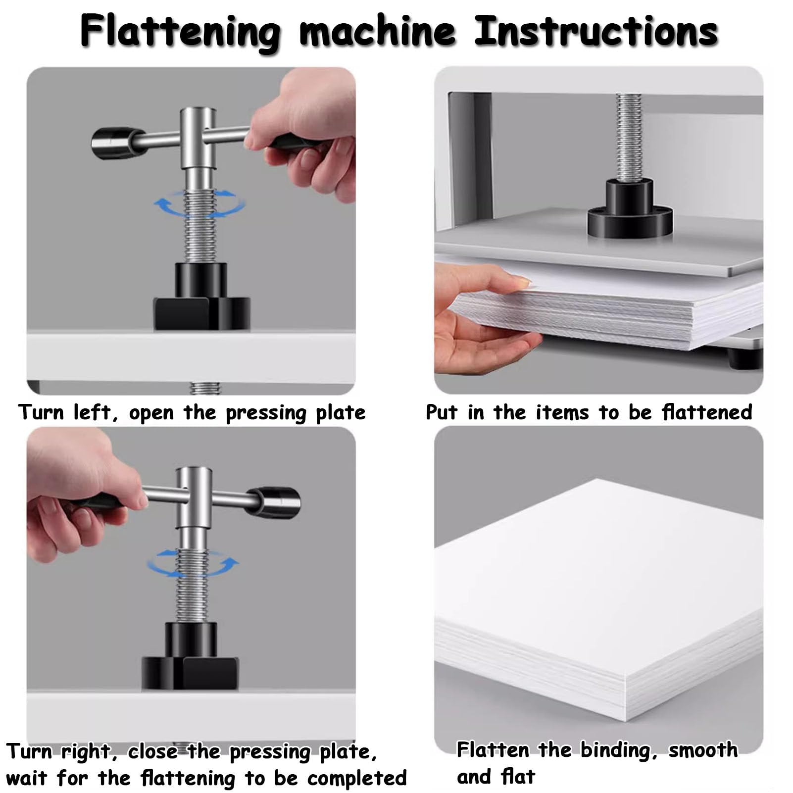 Prensa de libros para papeles A3, máquina plana manual, 14 cm de grosor, marco de acero para encuadernación y fabricación de papel