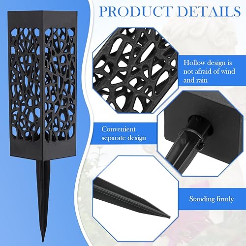 Miniatura 3 de Yahenda 2 juegos de flores artificiales de cementerio, 36 cabezas, rosa con 2 marcadores de tumba, florero con orificio de drenaje, espigas largas y