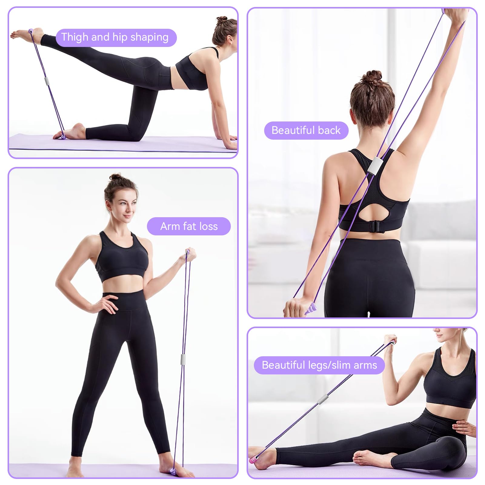 Fasce di resistenza, fasce per esercizi per donne e uomini, 8 fasce di resistenza a forma di braccia, espansore toracico, yoga, palestra, fitness