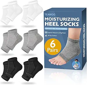6 Pairs Moisturizing Heel Socks for Cracked Heel Treatment, Foot Care Toeless Socks to Soften and Hydrate Dry Cracked Feet Heels, Cracked Heel Repair Socks, Gel Socks for Dry Cracked Feet