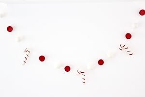 Felt Candy Cane Pompom Garland