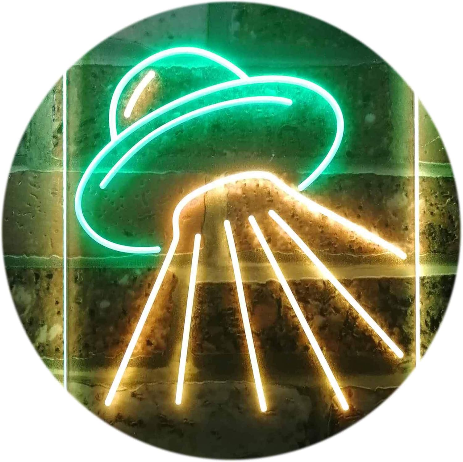 ADVPRO UFO Alien Spaceship Dual Color LED Neon Sign Green & Yellow 12" x 16" st6s34-i3336-gy