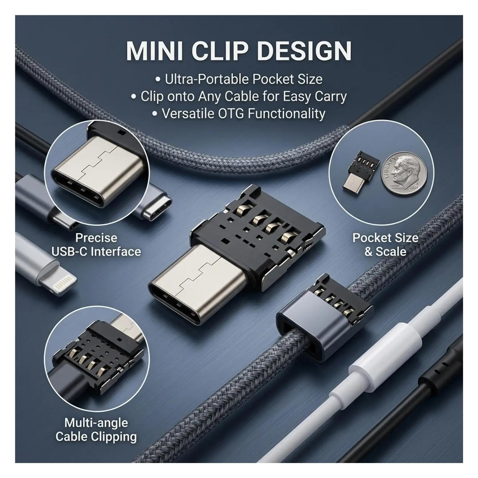 Adattatore OTG da USB-C maschio a USB 2.0 femmina, 1-20 pezzi (8 pezzi)