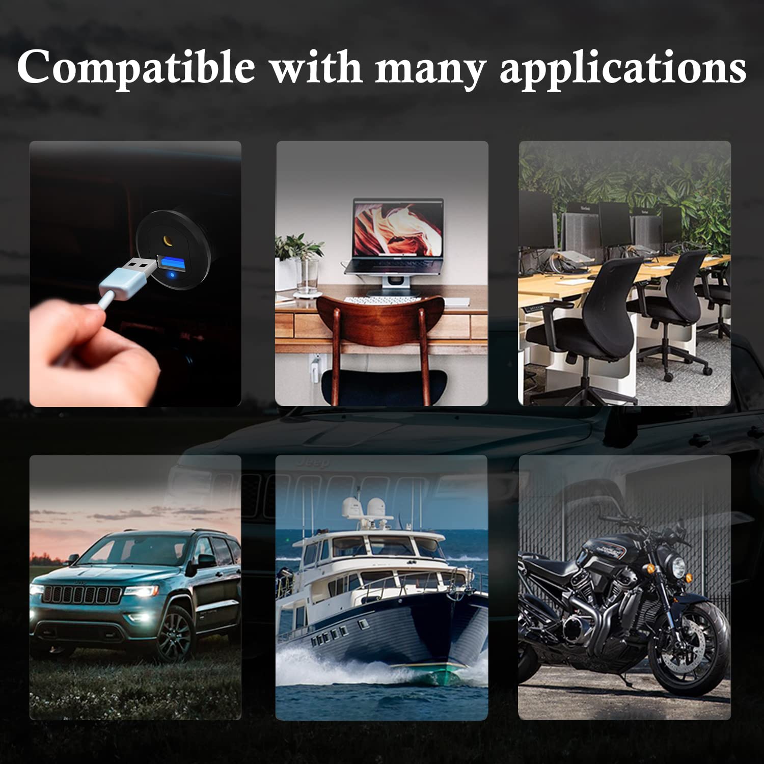 Metall-USB 3.0 & 3,5 mm Auto-Halterung, bündiges Kabel mit LED-Umgebungslicht, AUX-Verlängerung, Armaturenbrett, wasserdicht, für Auto, Boot und Motorrad, 91 cm