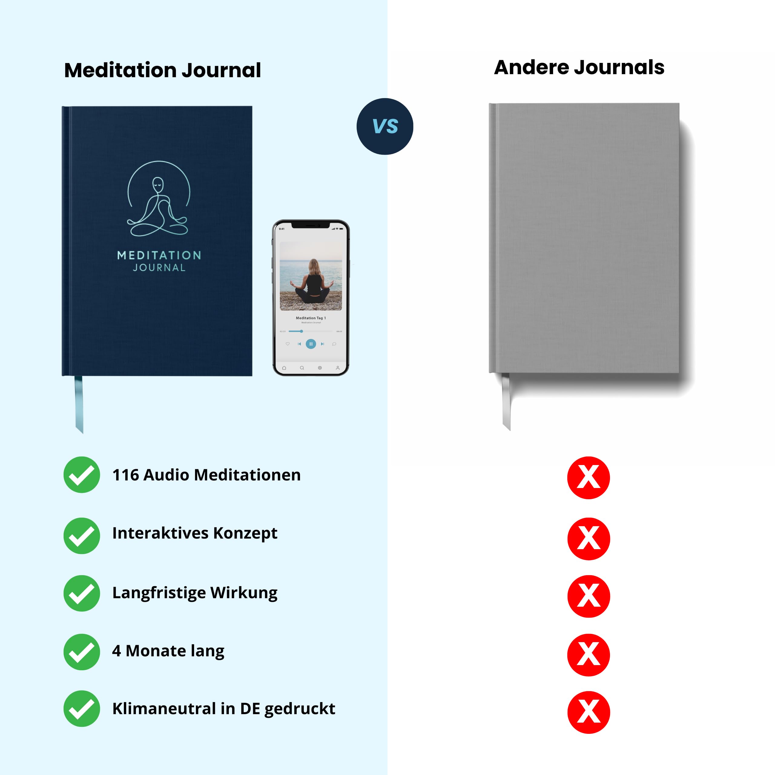 Dankbarkeitstagebuch (116 Meditationen per QR-Code) | Achtsamkeitstagebuch & Meditation Journal – Tagebuch für Erwachsene – für Anti Stress Routine, Selbstreflexion & Entspannung