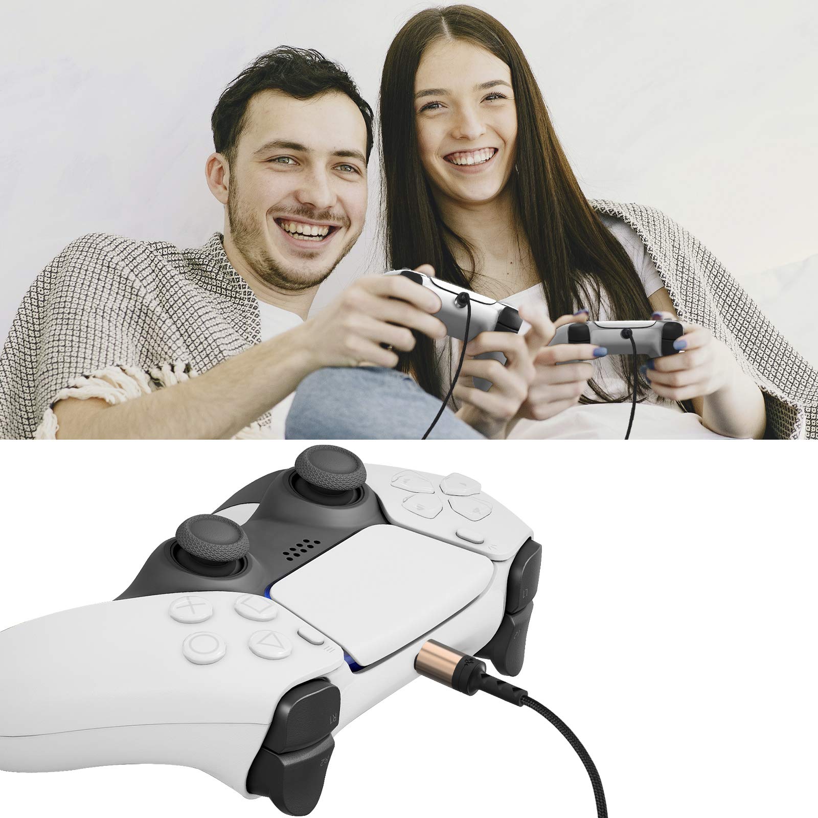 GEEKRIA Carga rápida USB a divisor en Y dual Type-C, cable compatible con PlayStation 5, Series X y Series S (para mando PS5 DualSense) (6.5ft/200cm)