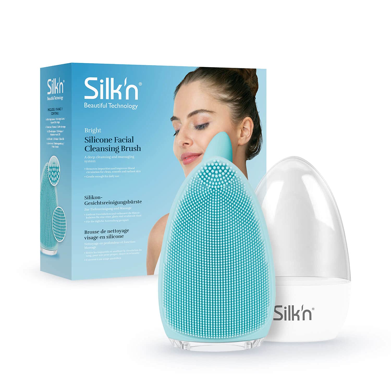 Silk'n Bright - Spazzola elettrica per il viso - Pulizia e massaggio - Silicone - Azzurro